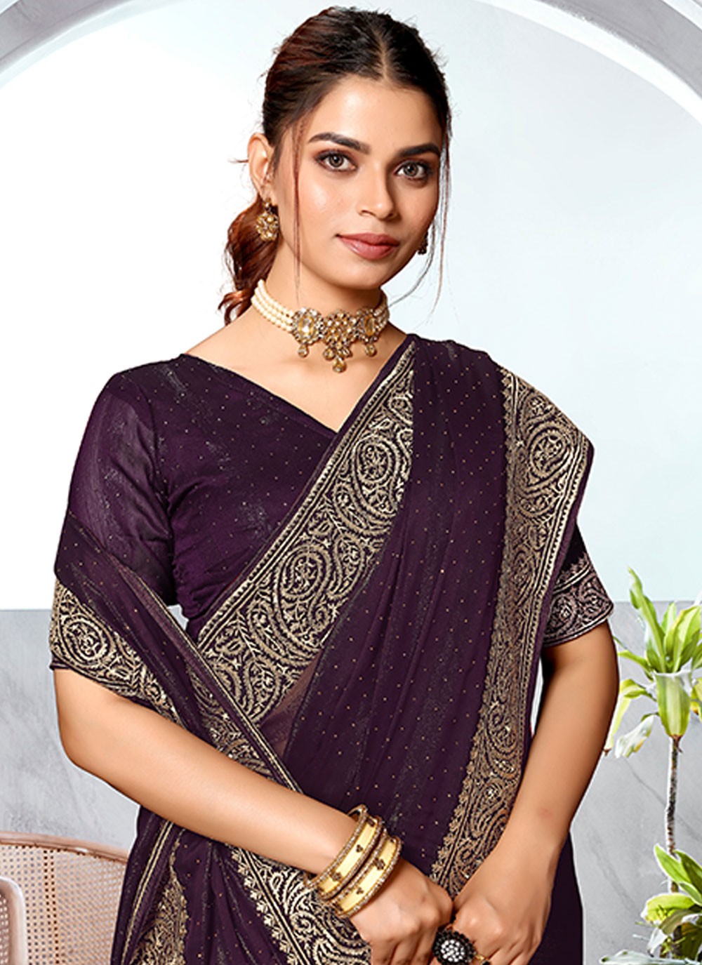 Classic Embroidered Art Silk Saree - S5981