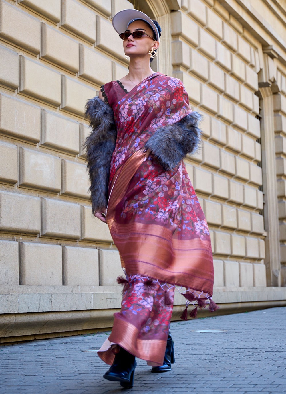 Classic Printed Organza Saree - S3081