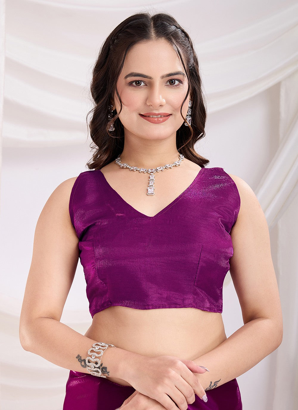 Embroidered Jimmy Chu Purple Saree S13857