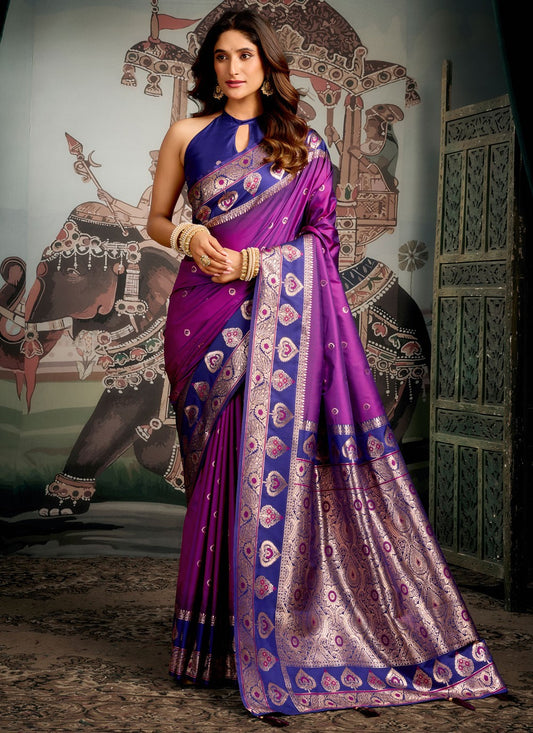 Purple Silk Classic Saree Woven S19853