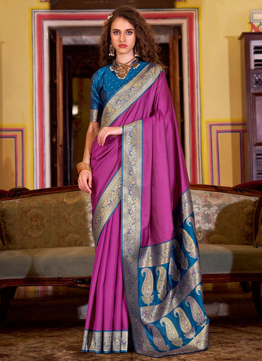 Purple Silk Contemporary Saree Weaving Zari S19094