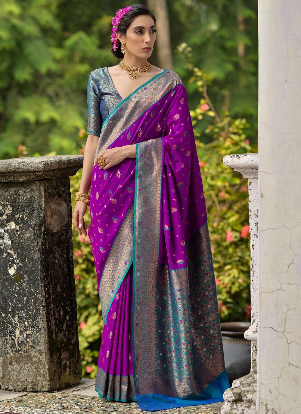 Traditional Woven Purple Banarasi Silk S13051