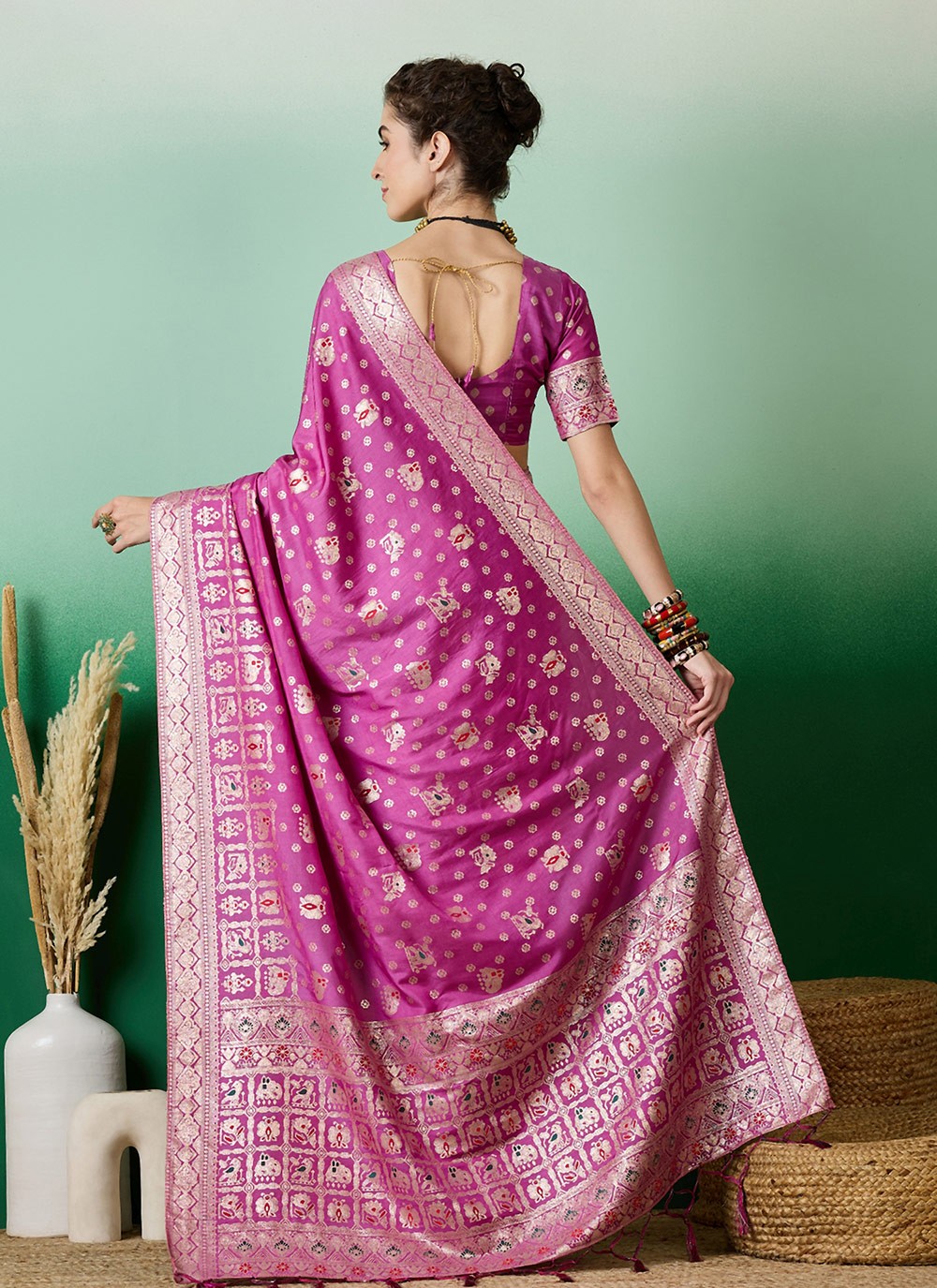 Traditional Jacquard Work Cotton Saree - S6968