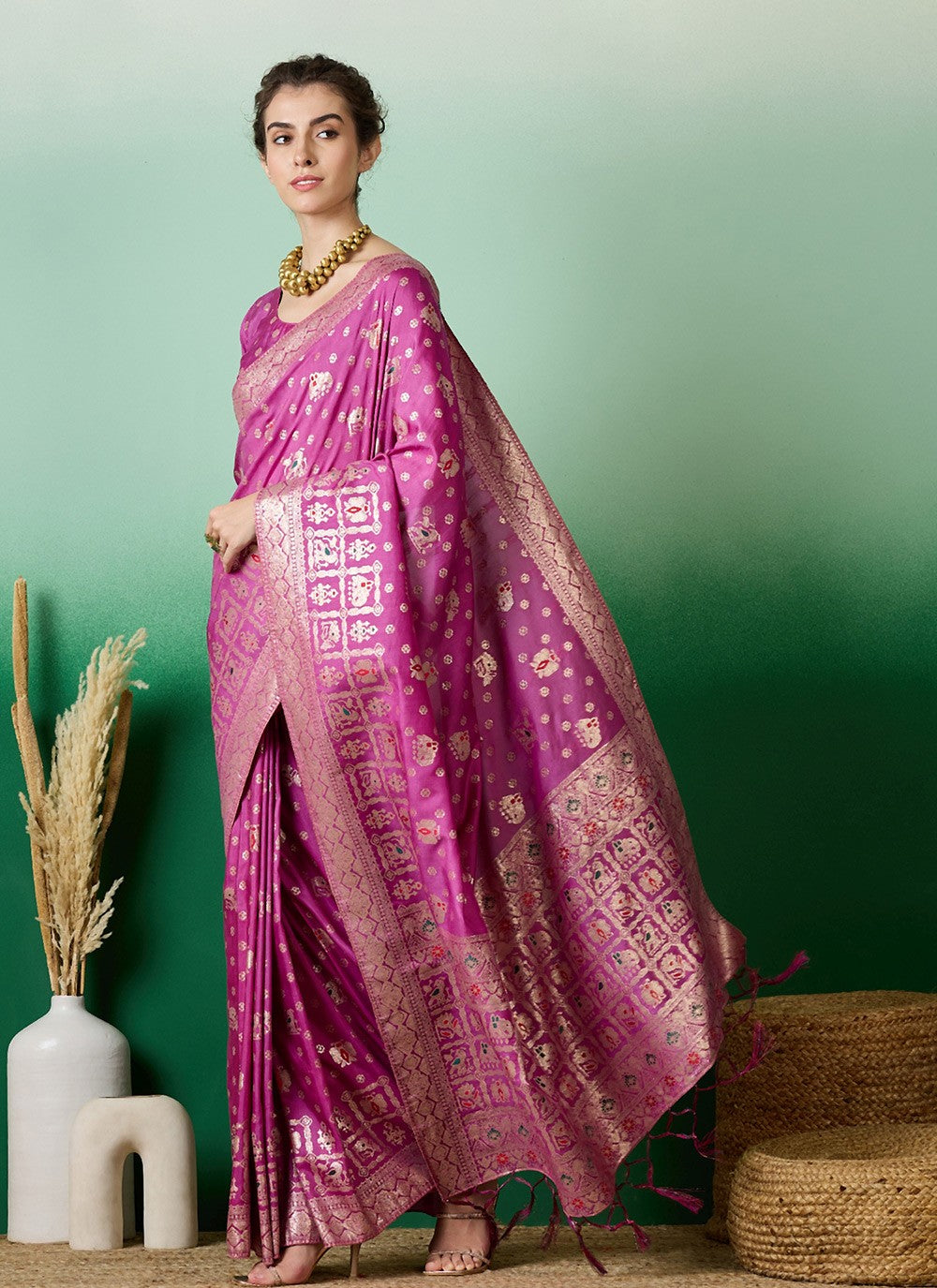Traditional Jacquard Work Cotton Saree - S6968