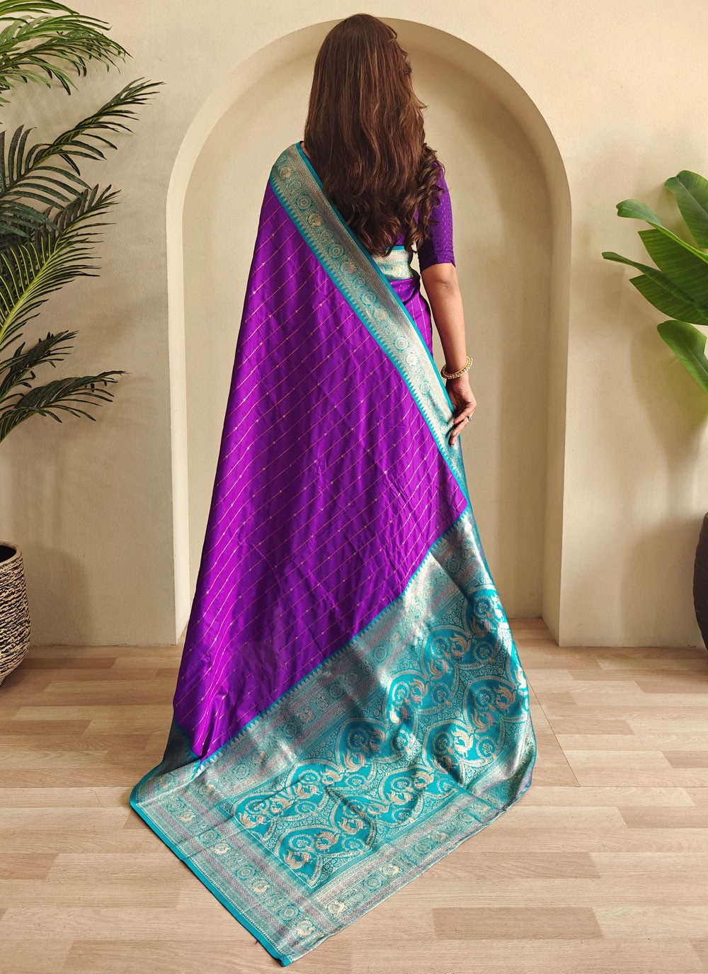 Purple Silk Traditional Saree Weaving Zari S18398