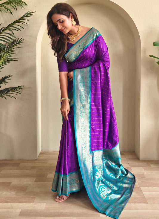 Purple Silk Traditional Saree Weaving Zari S18398