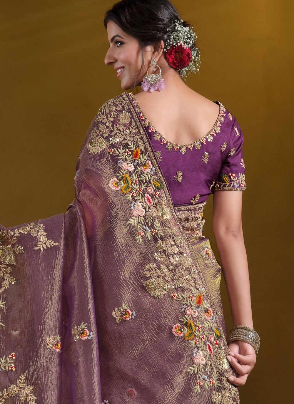 Traditional Embroidered Purple Banarasi Silk S12634