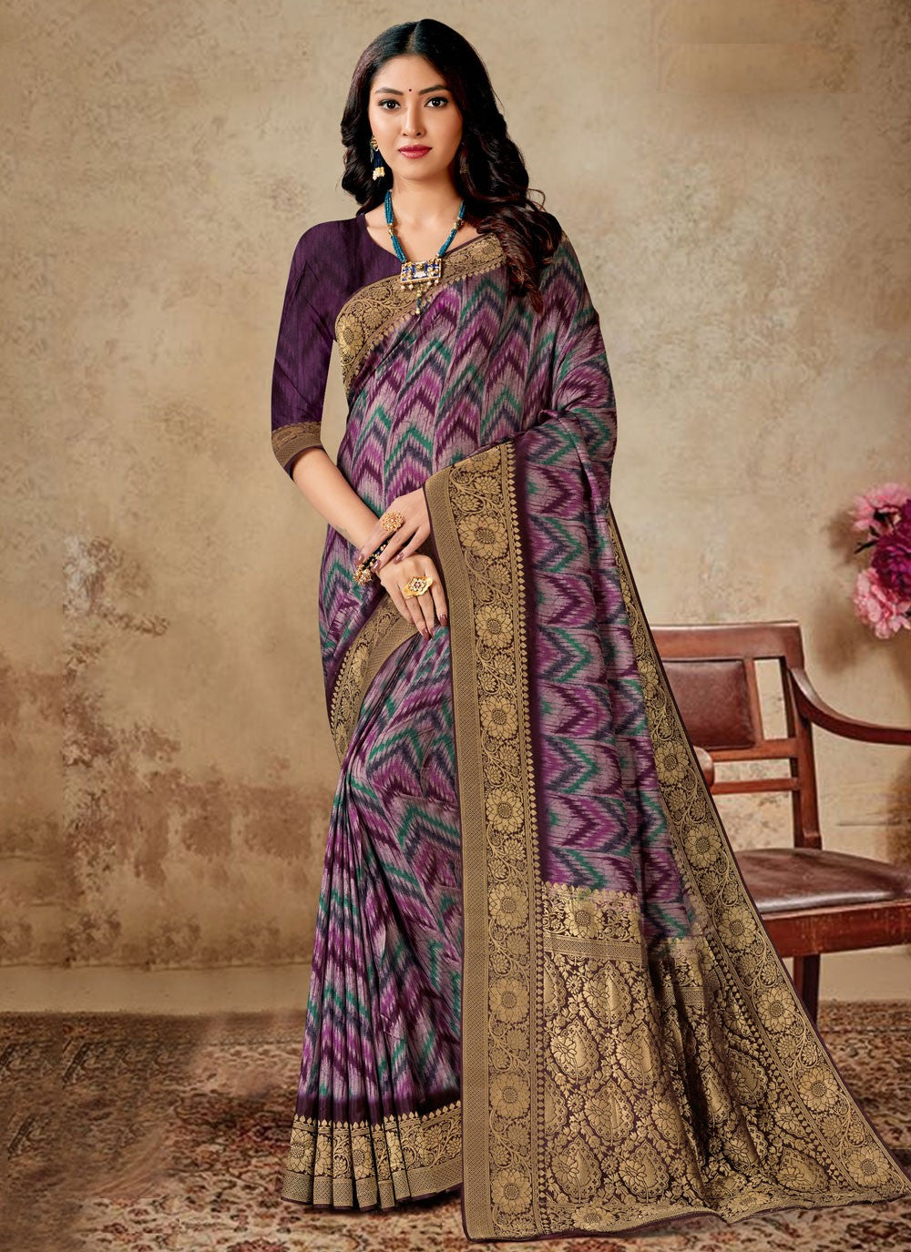 Trendy Digital Print Silk, Viscose Saree - S4707