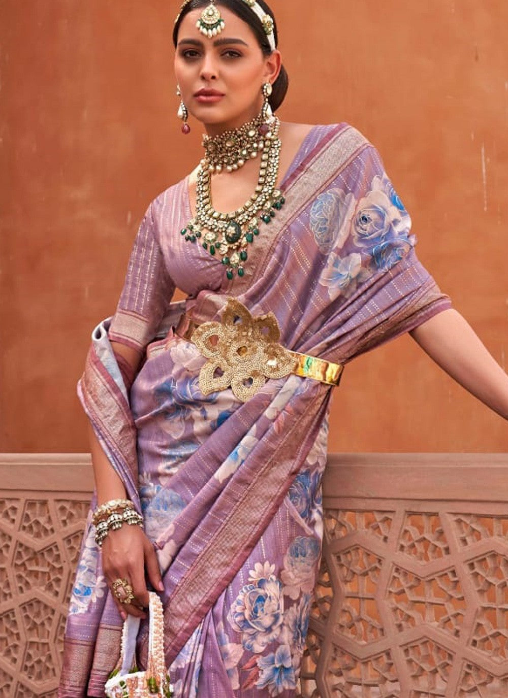 Classic Digital Print Silk Saree - S3898