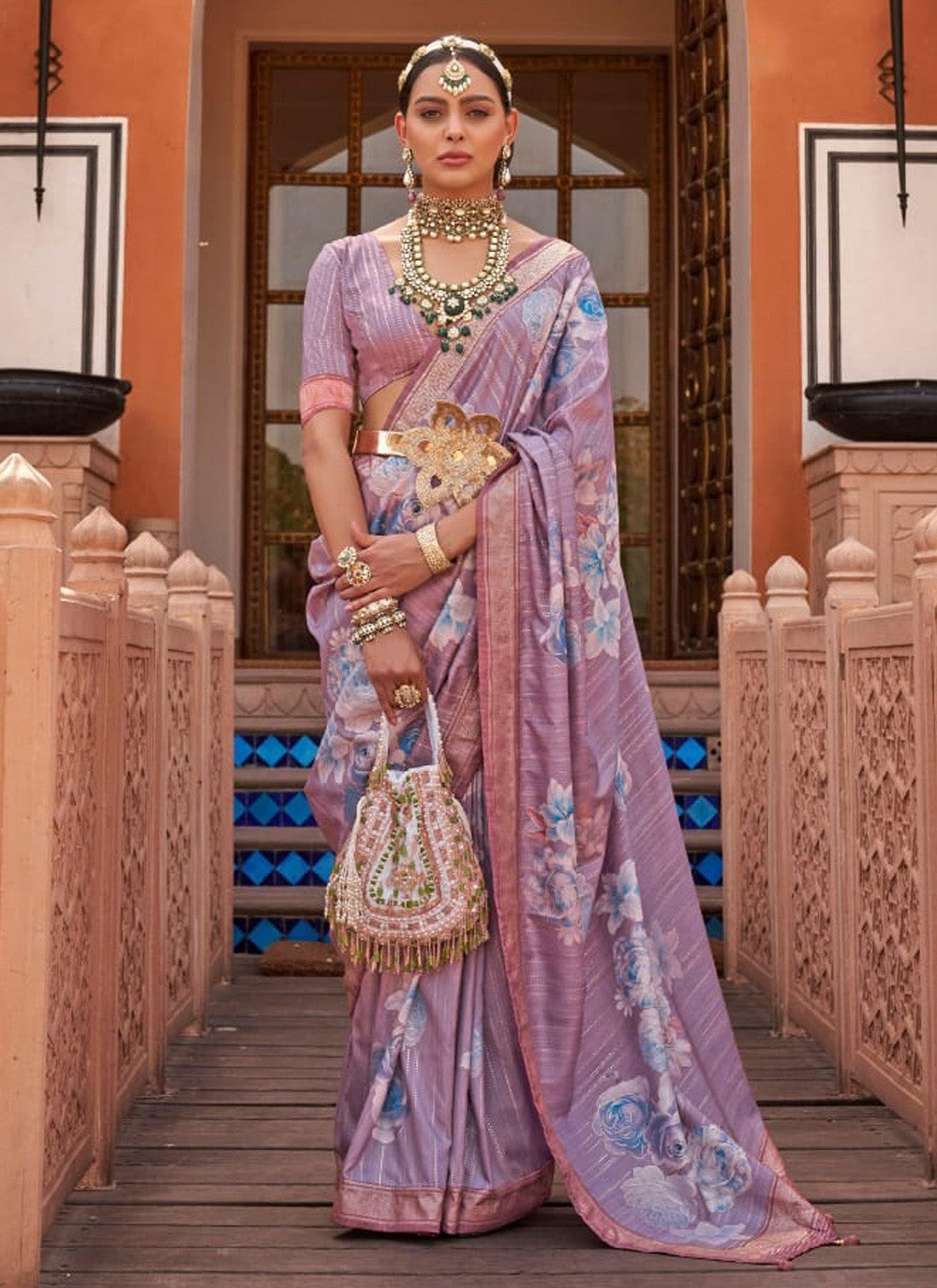 Classic Digital Print Silk Saree - S3898