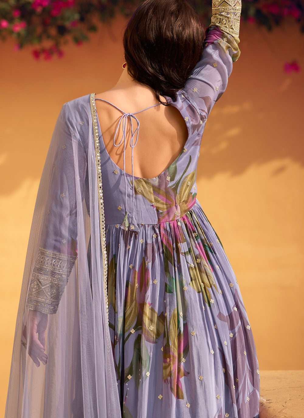 Embroidered Chinon Gown - G1858