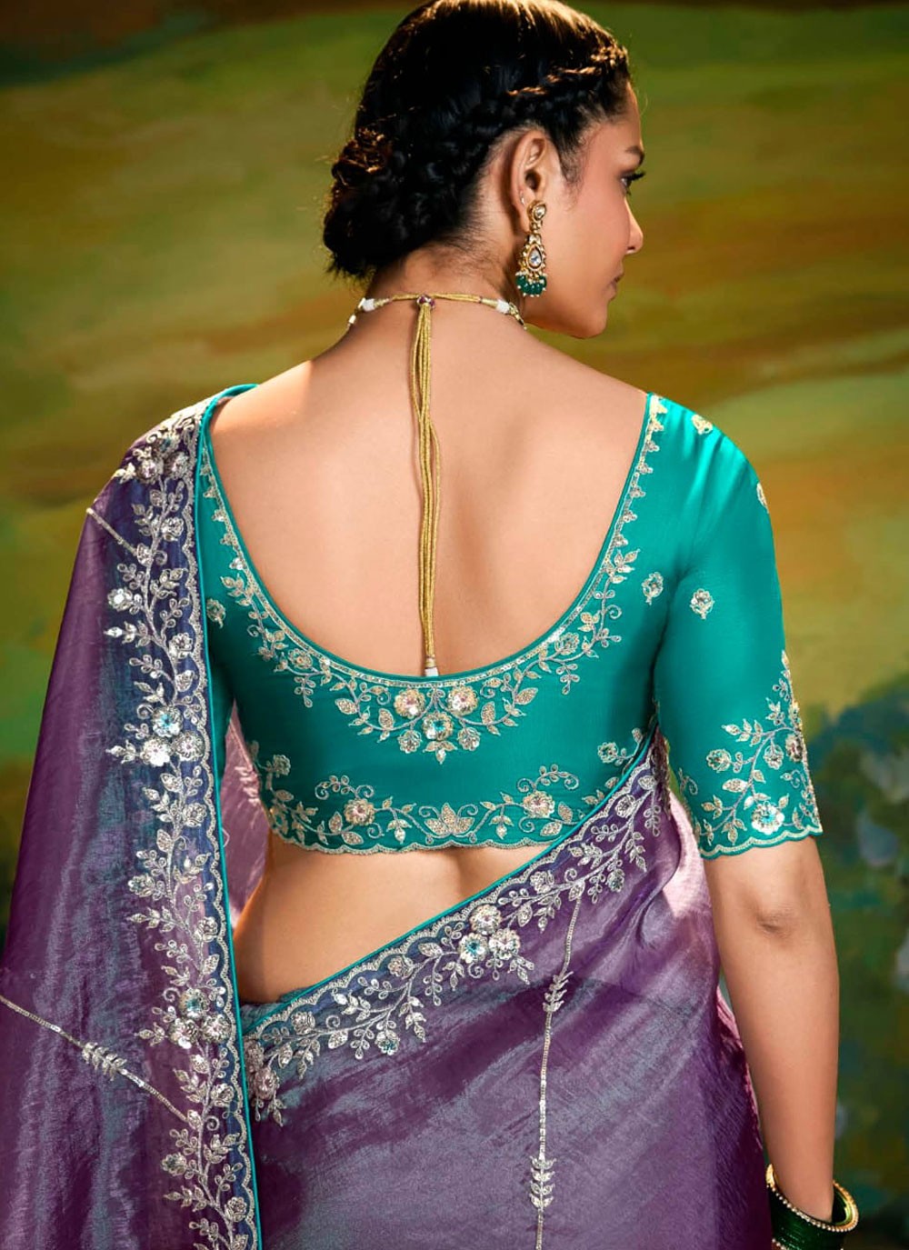 Embroidered Fancy Fabric Purple Classic Saree S15259