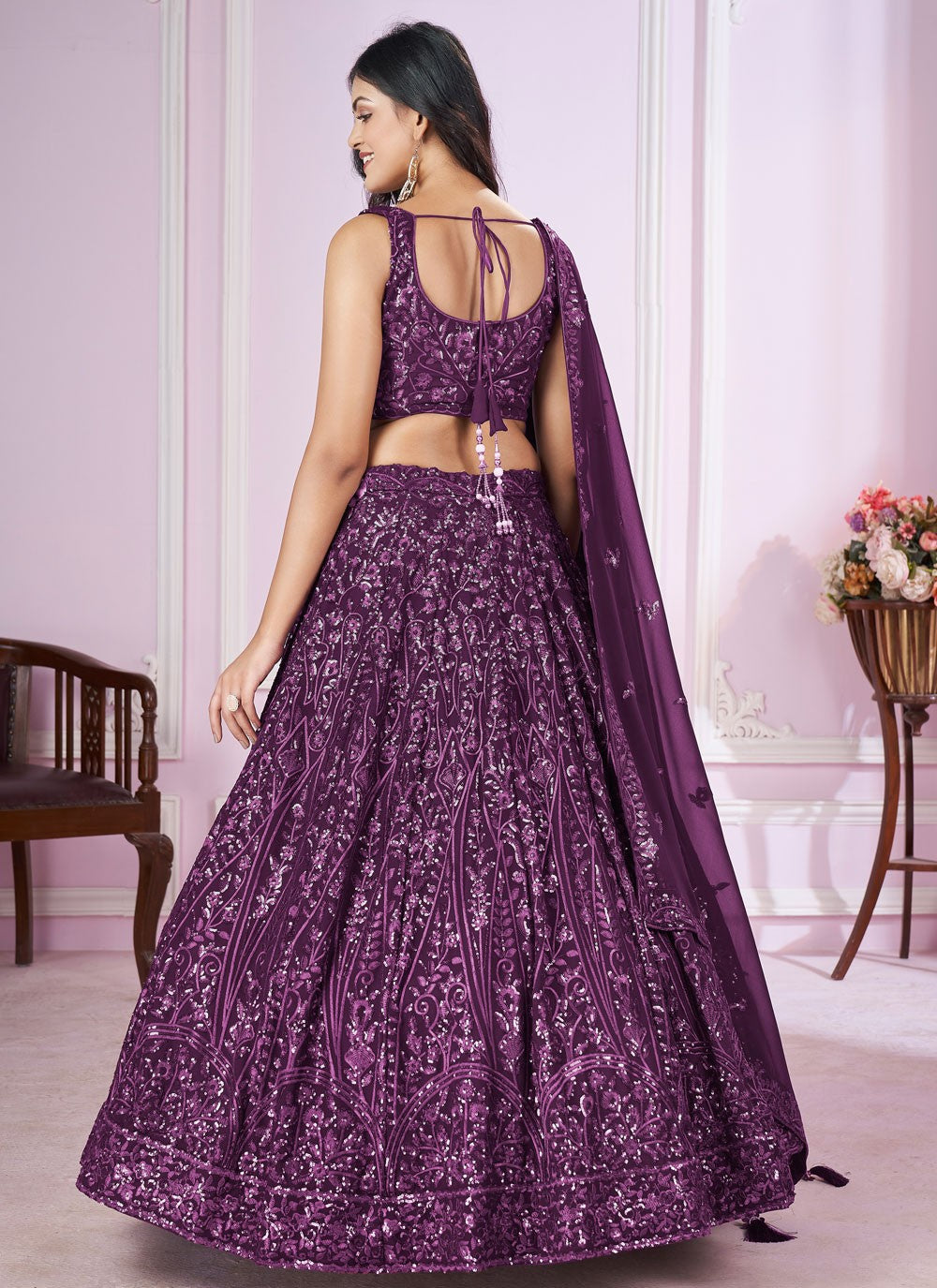 Embroidered Net A - Line Lehenga - L2142