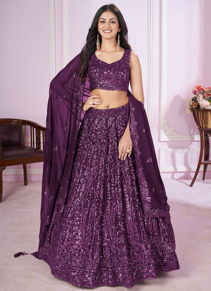 Embroidered Net A - Line Lehenga - L2142