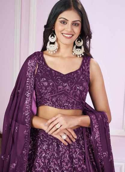 Embroidered Net A - Line Lehenga - L2142