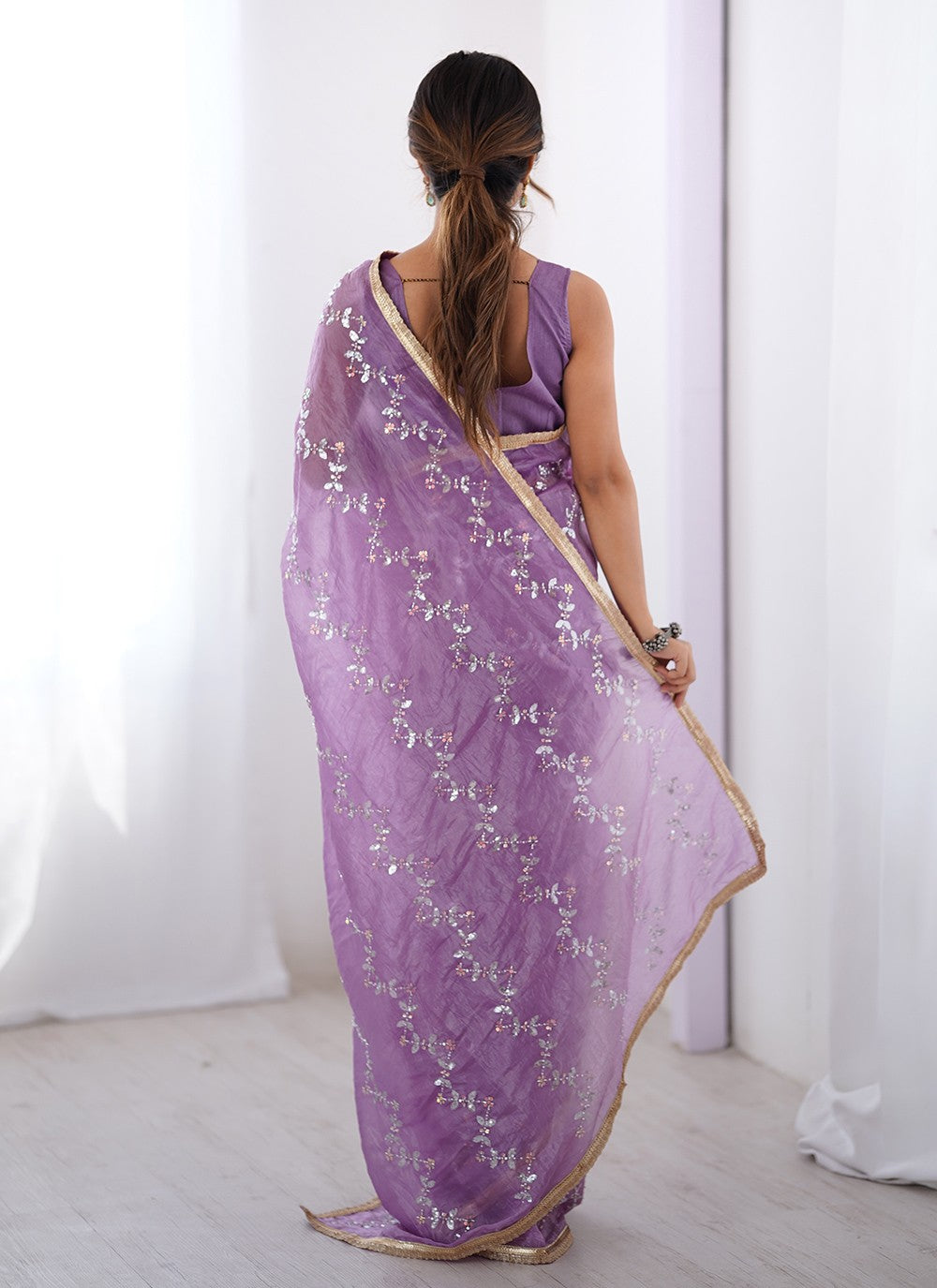 Purple Crush Trendy Saree Beads, Moti, Sequins S16245