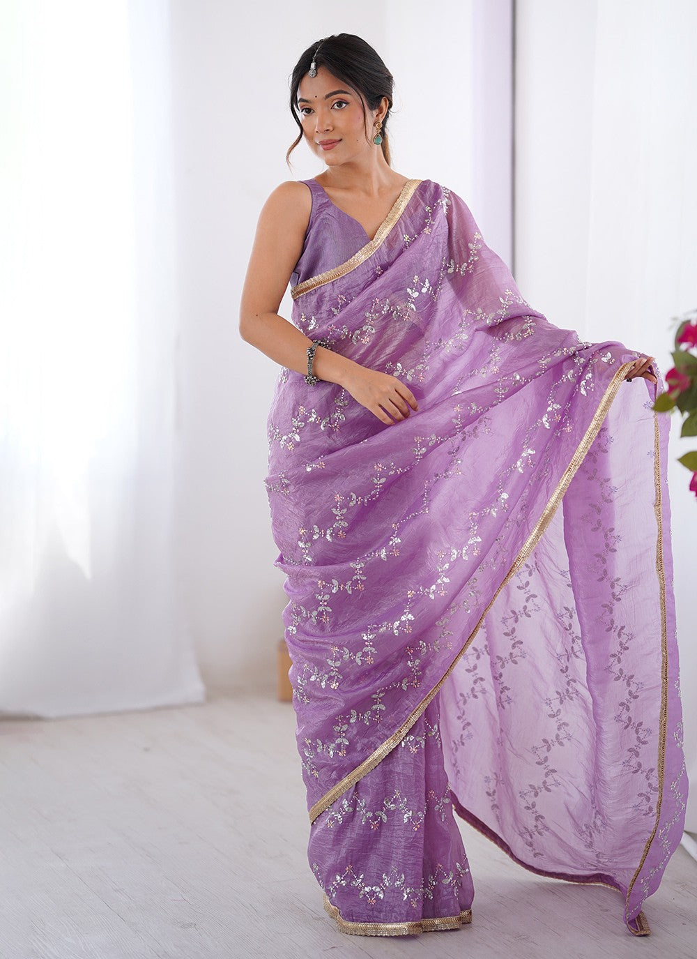 Purple Crush Trendy Saree Beads, Moti, Sequins S16245