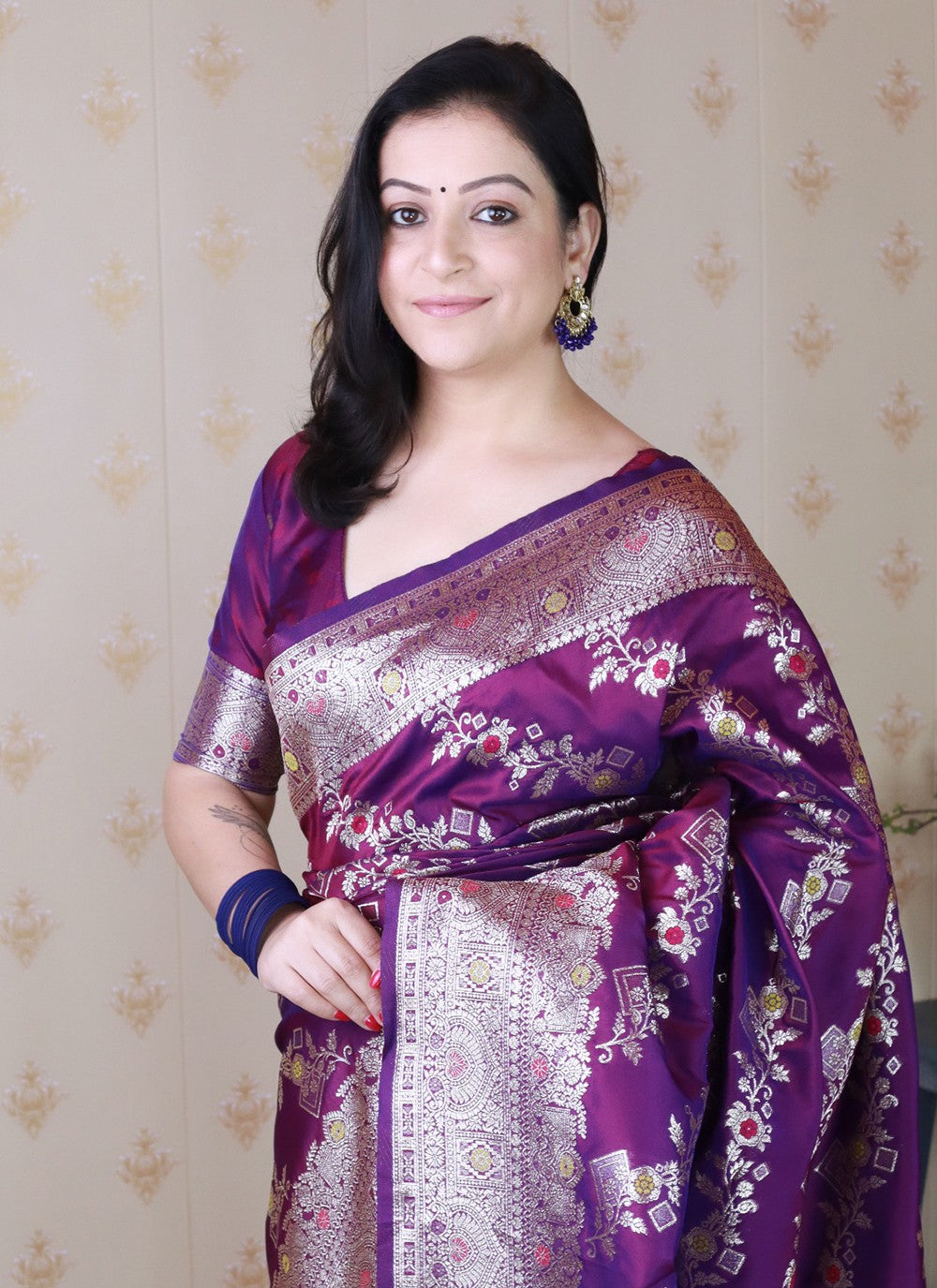 Purple Banarasi Silk Trendy Saree Woven S19528