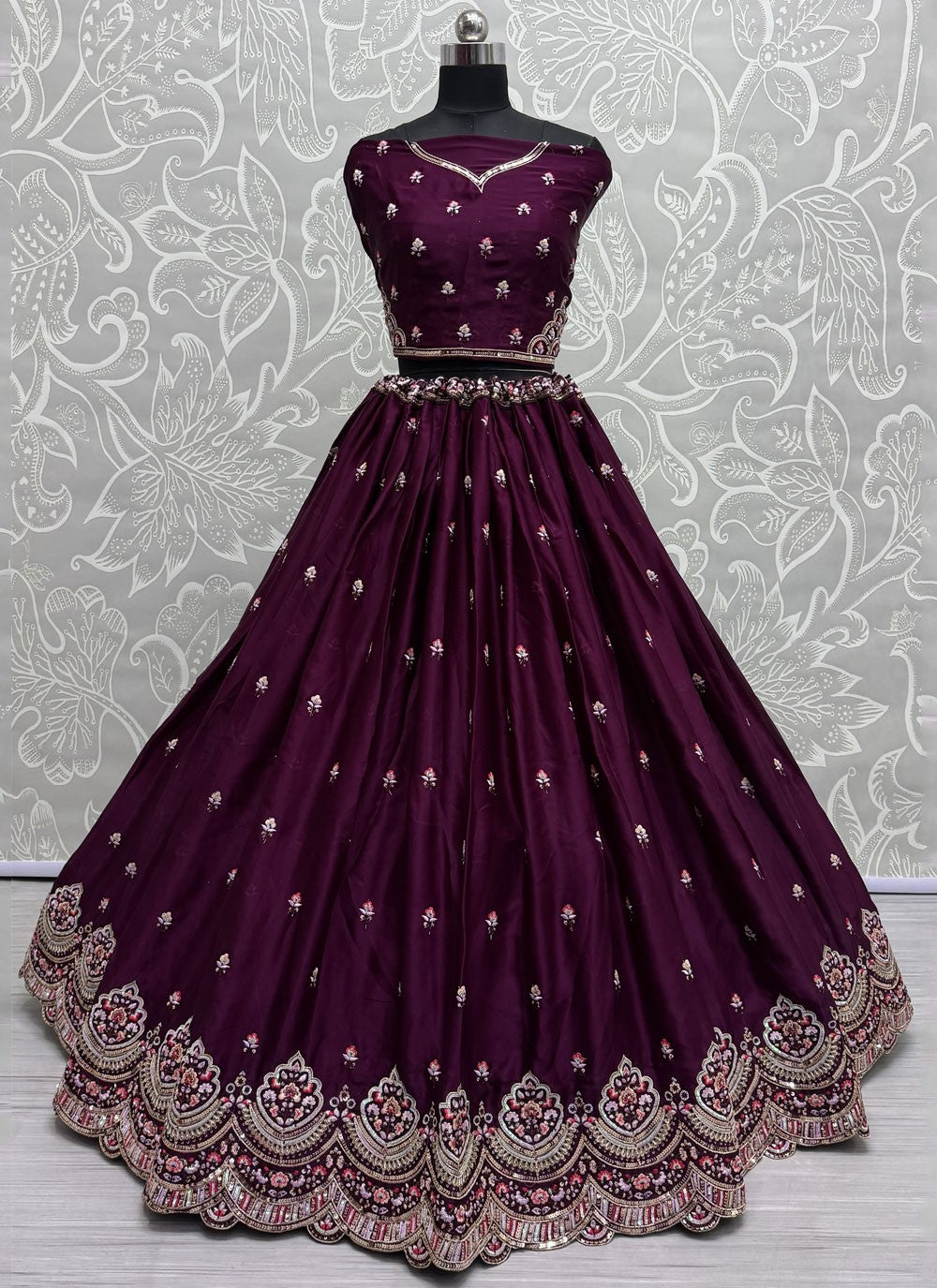Embroidered Silk A - Line Lehenga - L2847