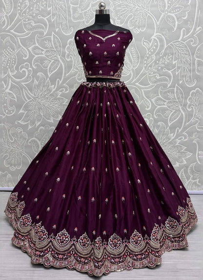Embroidered Silk A - Line Lehenga - L2847
