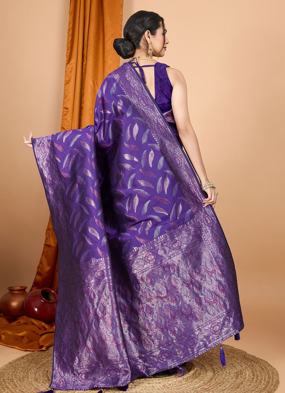 Woven Silk Purple Classic Saree S15094
