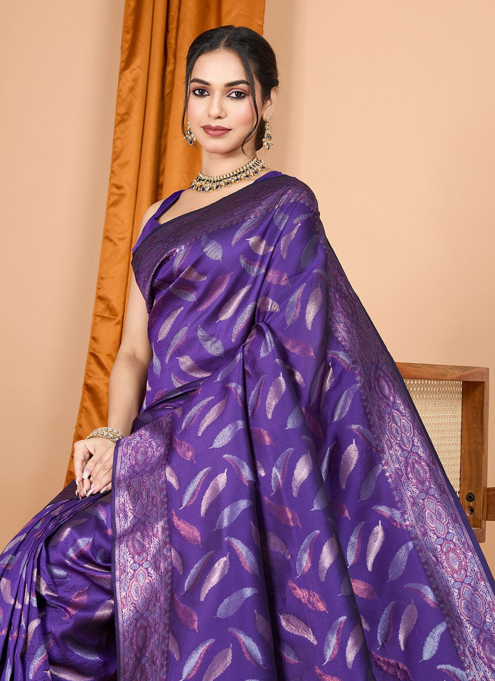 Woven Silk Purple Classic Saree S15094