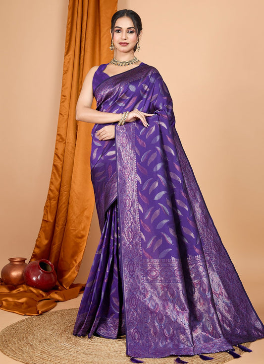 Woven Silk Purple Classic Saree S15094
