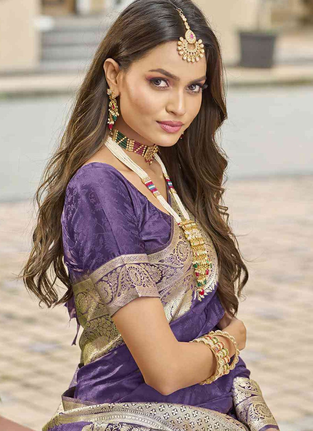 Purple Silk Classic Saree Woven S20432