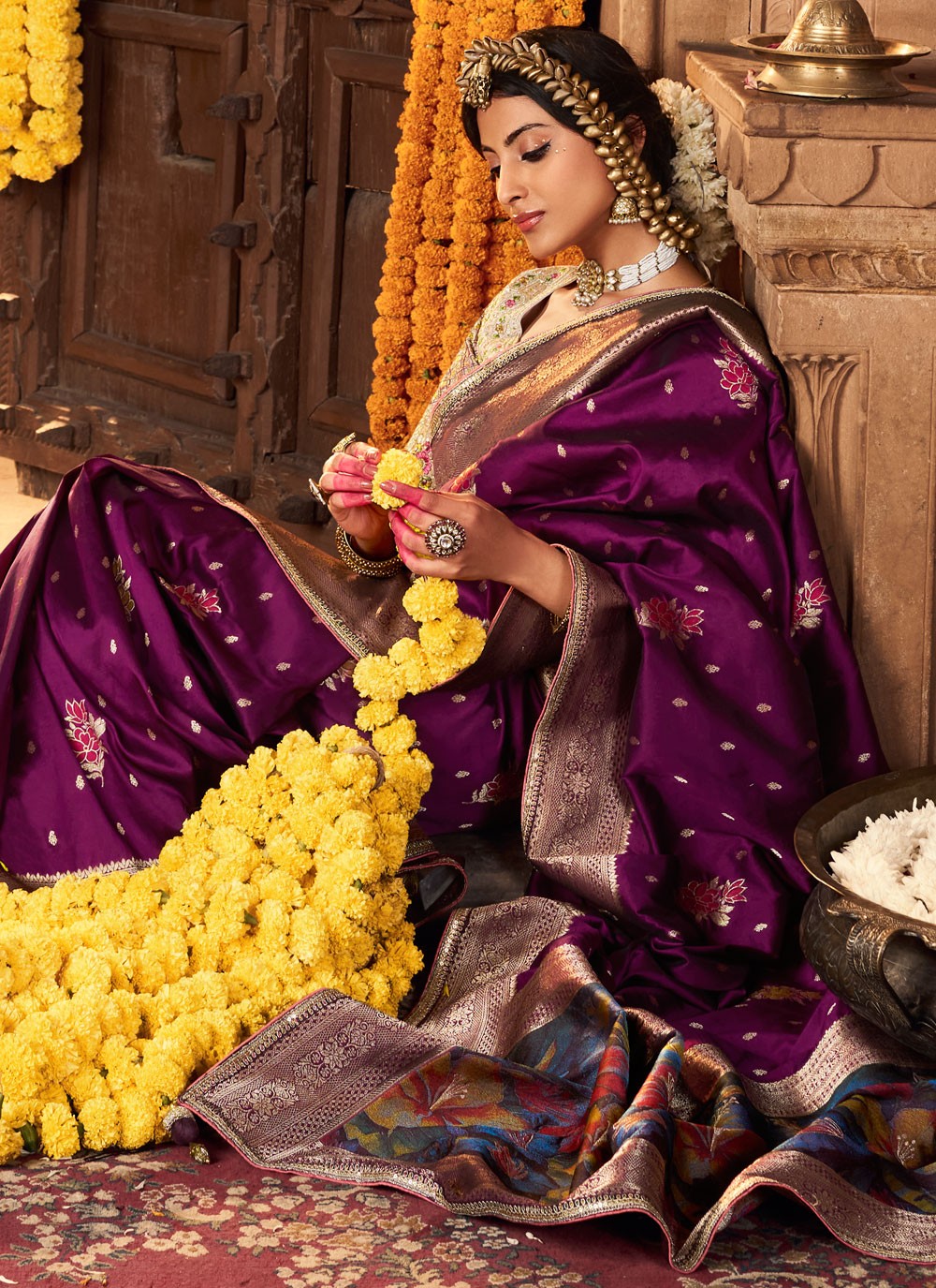 Purple Pure Silk Contemporary Saree Weaving Zari S19866