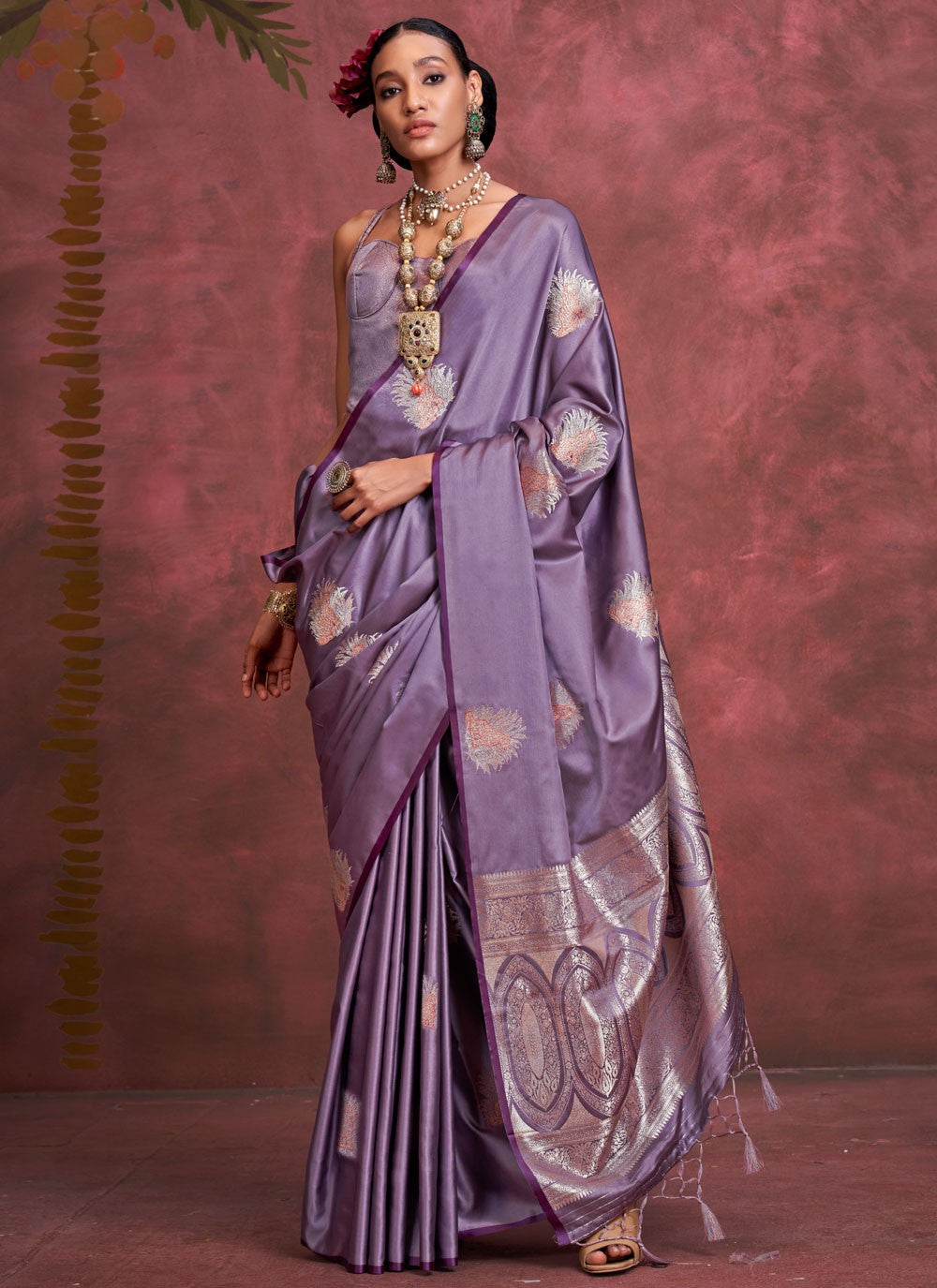 Designer Banarasi Jari Purple Handloom Silk Saree S13290