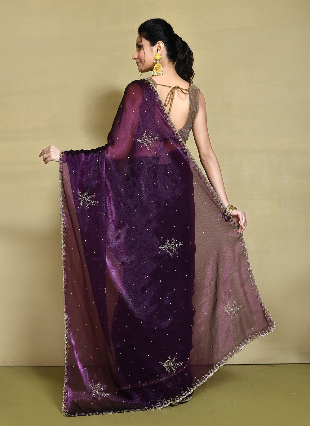 Traditional Hand Embroidery Jimmy Chu Saree - S9244