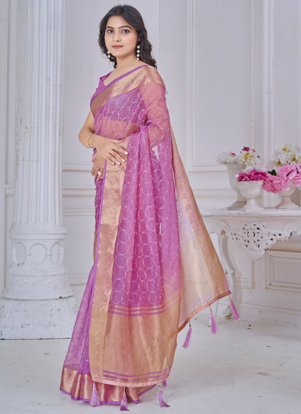 Jacquard Work Jacquard Purple Designer Saree S14982