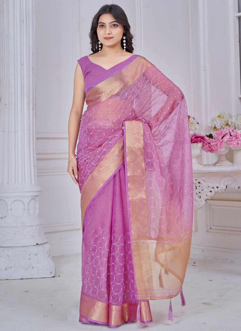Jacquard Work Jacquard Purple Designer Saree S14982