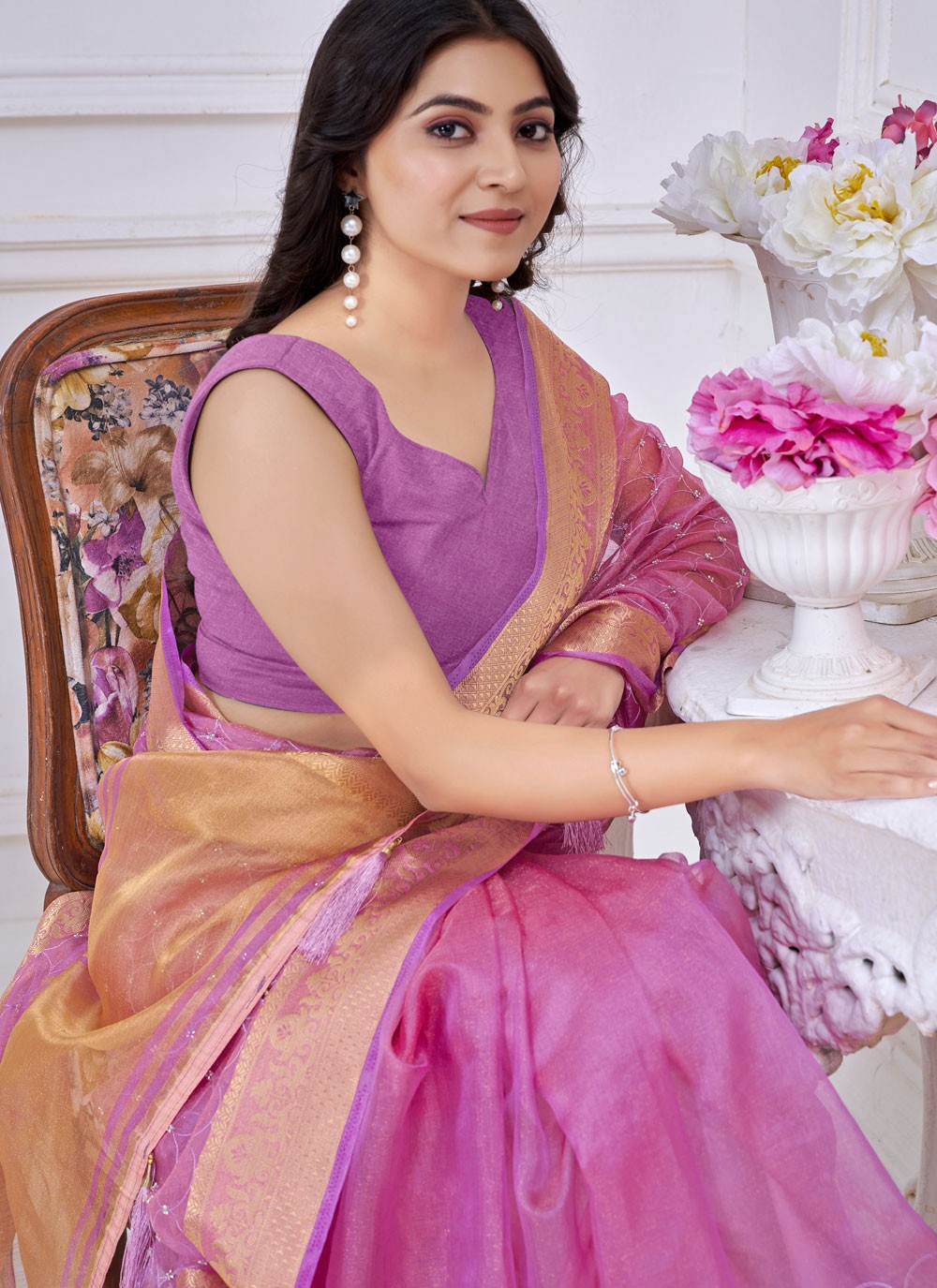 Jacquard Work Jacquard Purple Designer Saree S14982