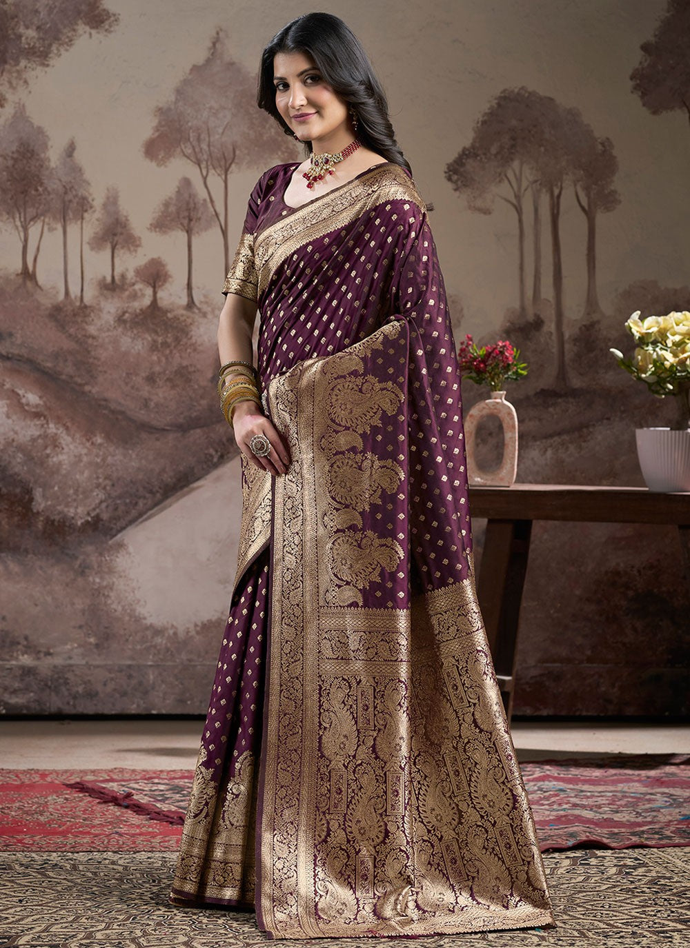 Designer Jacquard Work Purple Jacquard Silk Saree S12586