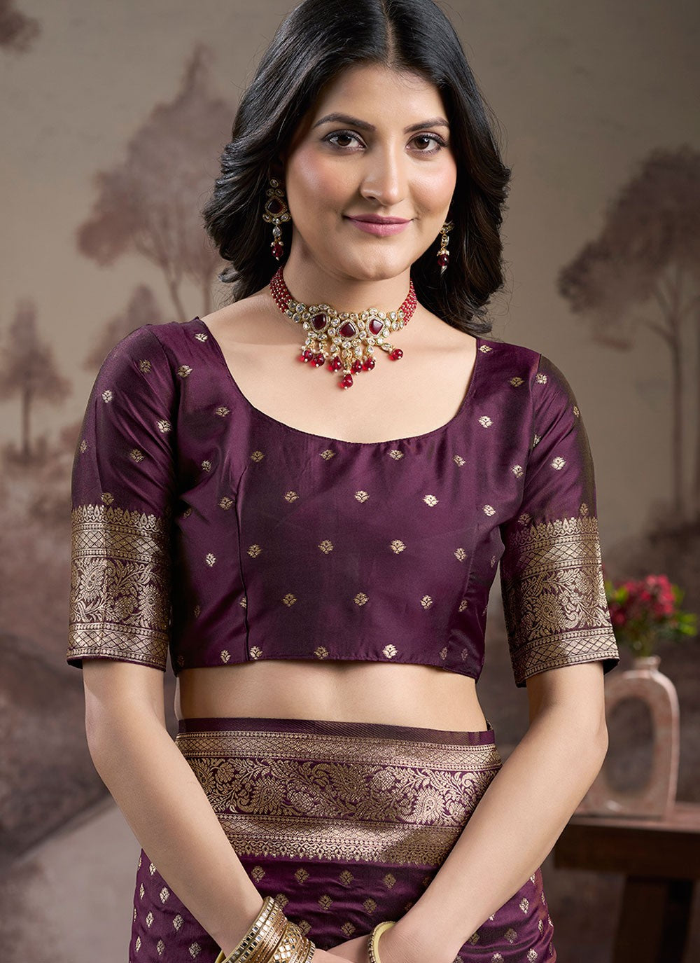 Designer Jacquard Work Purple Jacquard Silk Saree S12586