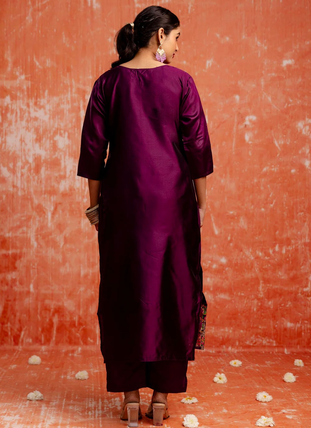 Jacquard Work Cotton Silk Purple Salwar Suit T6150