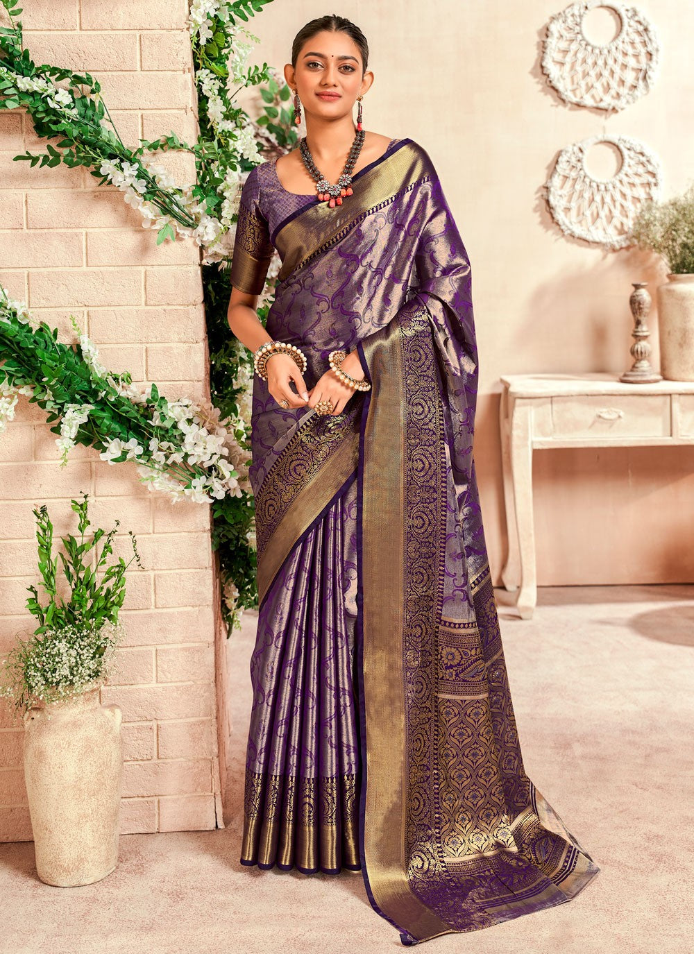 Classic Weaving Zari Malbari Silk Saree - S6499