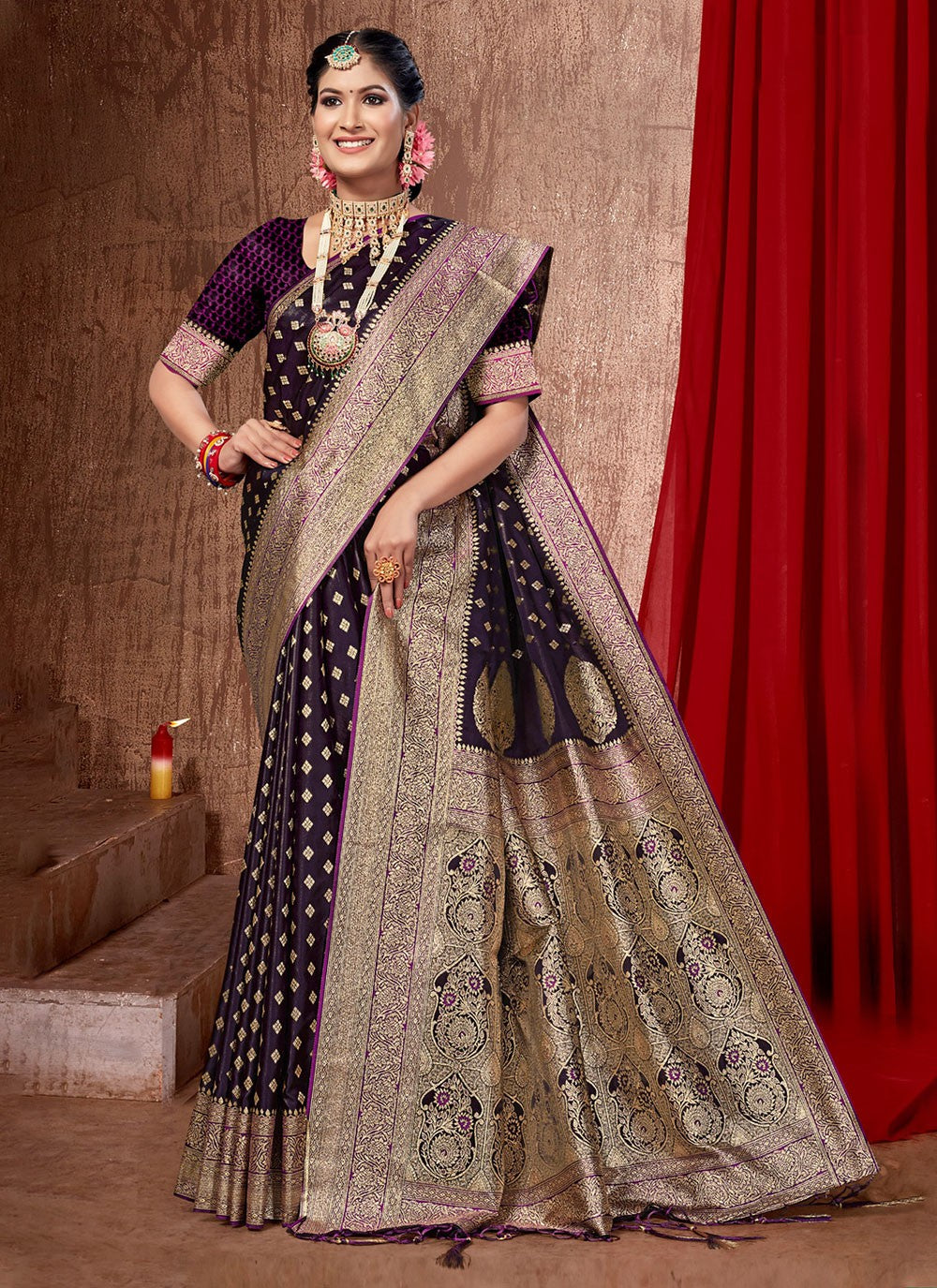 Traditional Weaving Zari Banarasi Silk Saree - S4164