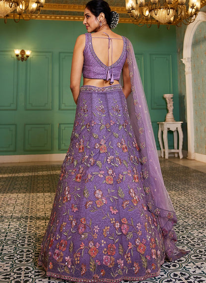 Beads Net Purple Lehenga - L3375
