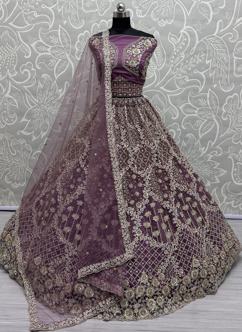 Net Engagement, Mehandi & Sangeet, Reception A - Line Lehenga L3609