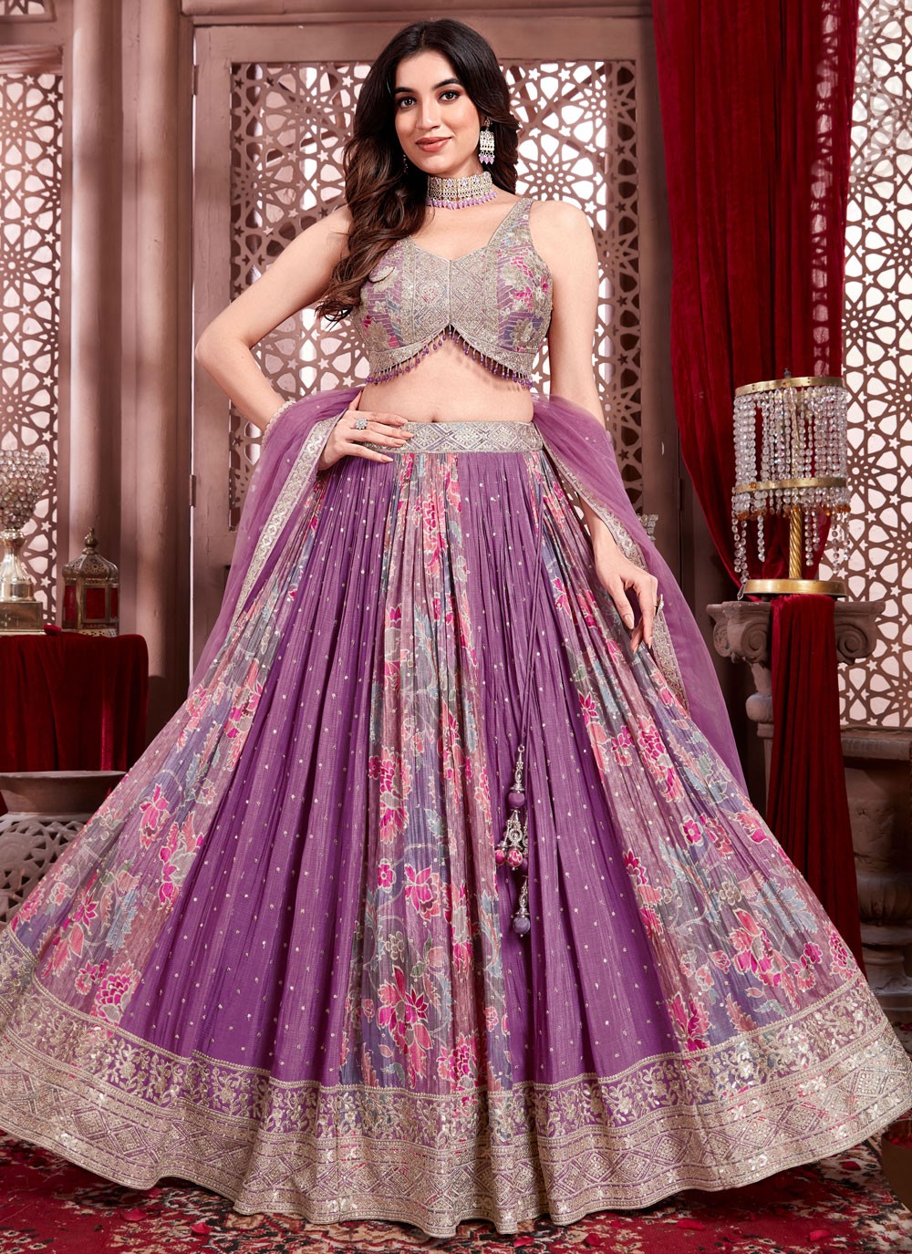 Embroidered Silk Readymade Lehenga Choli - L2673