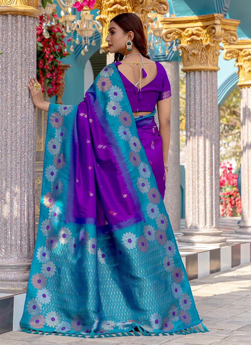 Contemporary Printed Purple Silk S12564