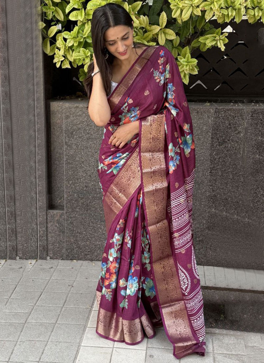 Printed, Weaving Zari Pure Dola Saree - S11836