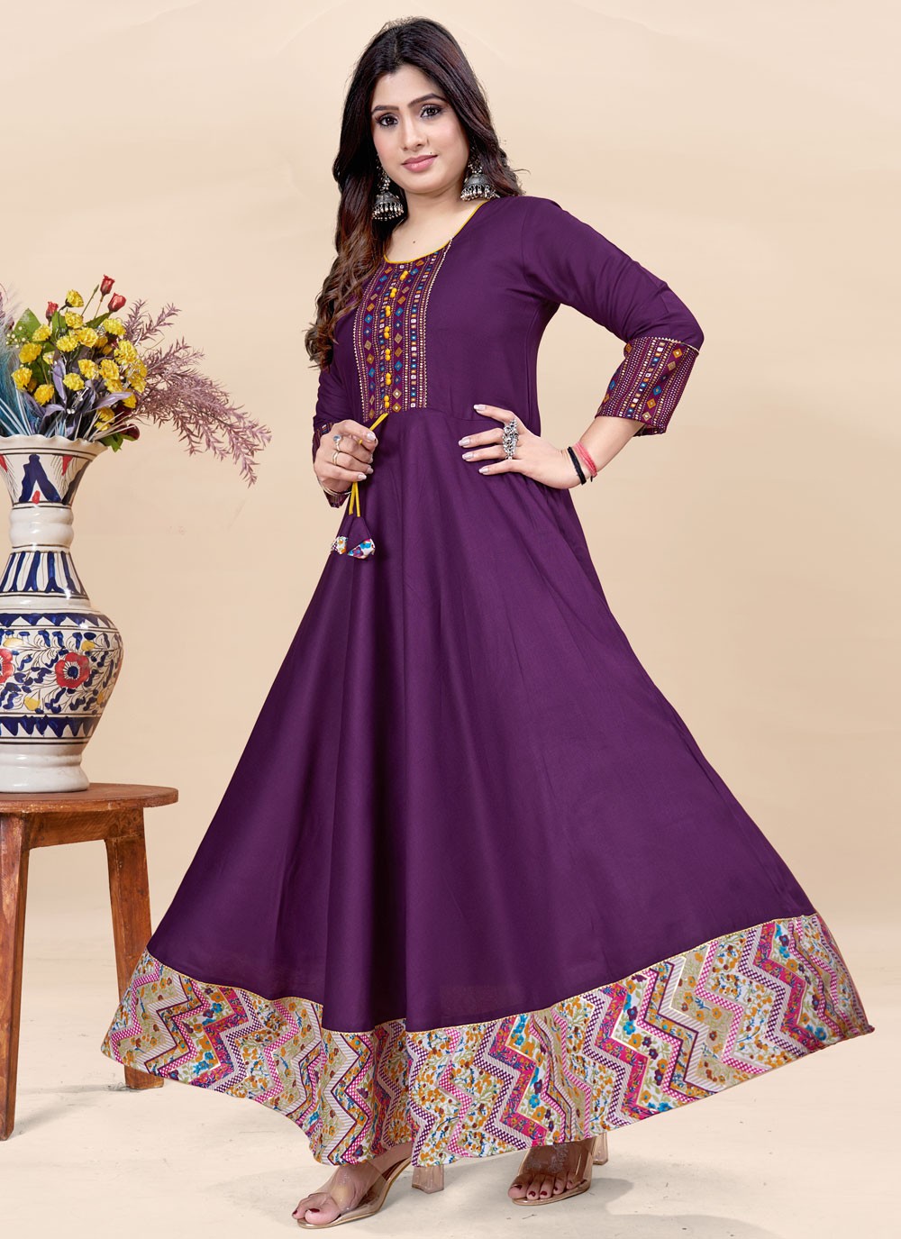 Fancy Work Rayon Gown - G1909