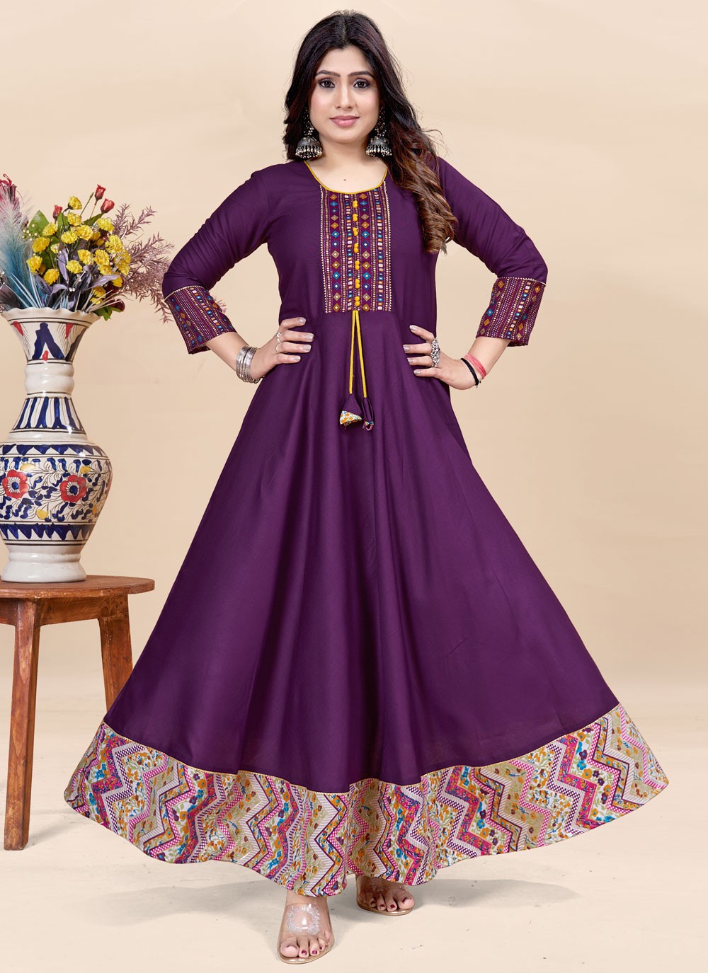 Fancy Work Rayon Gown - G1909