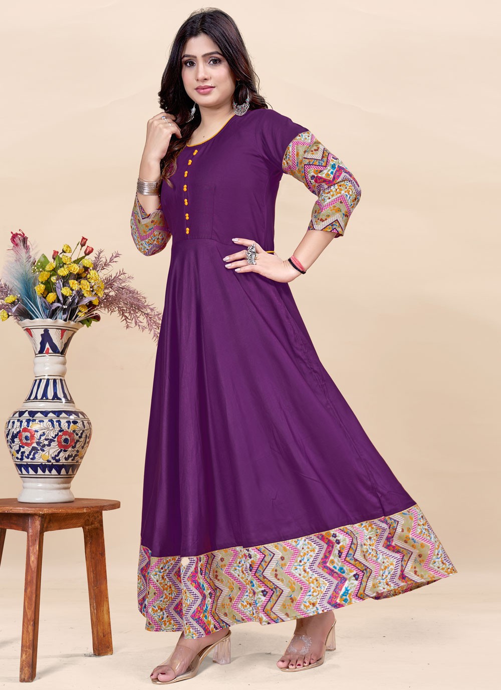 Fancy Work Rayon Gown - G1906