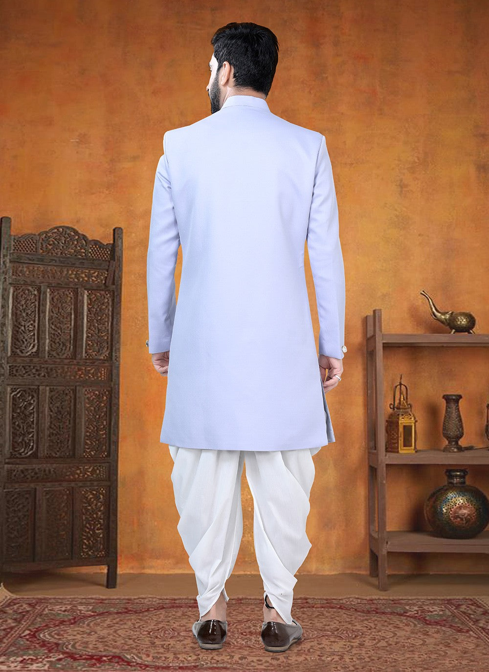 Buttons Rayon Purple Sherwani - M8768