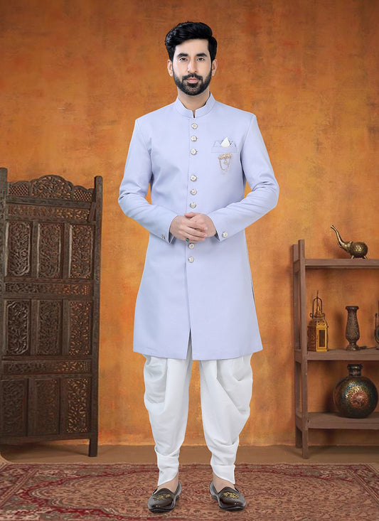 Buttons Rayon Purple Sherwani - M8768