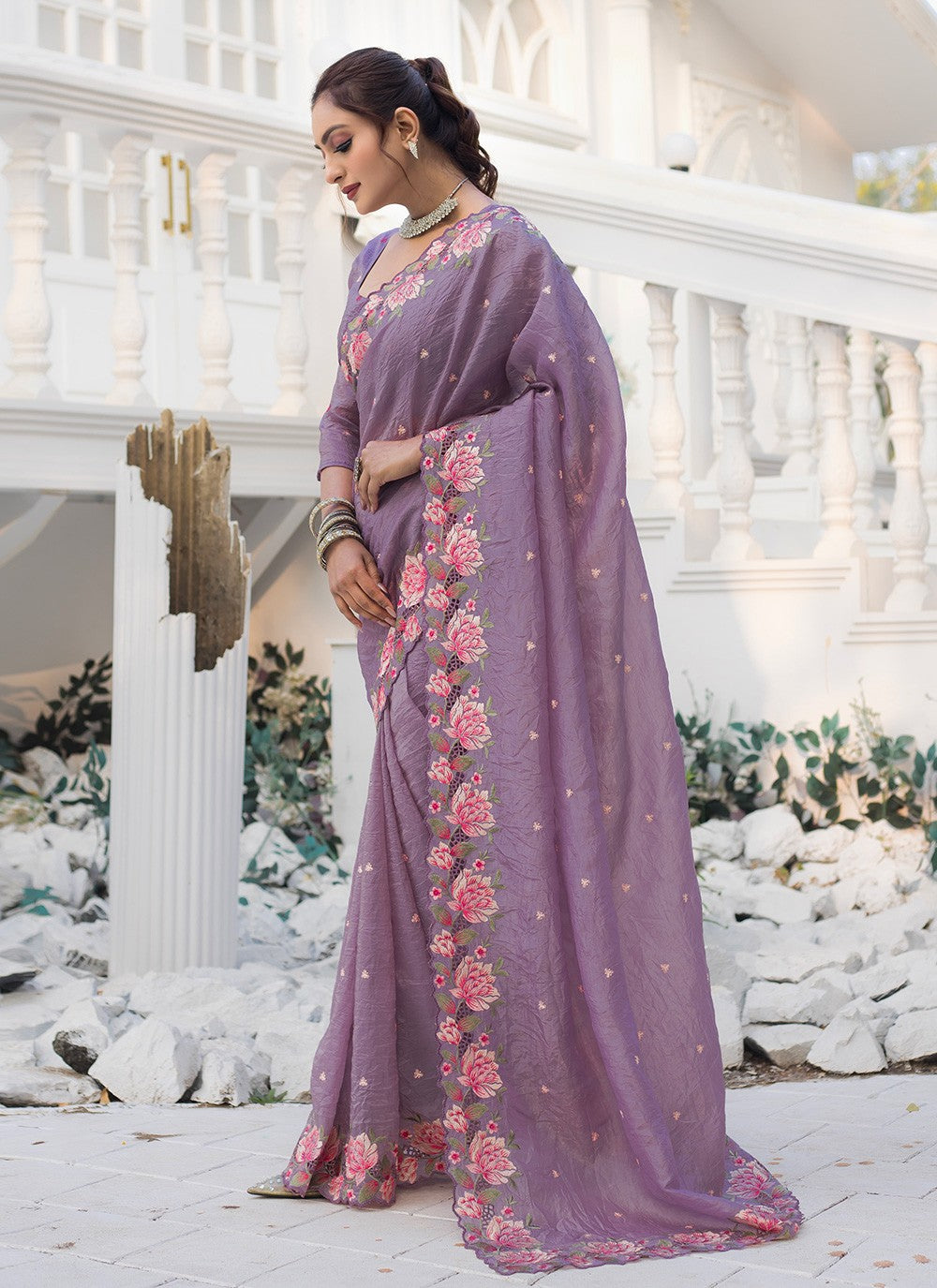 Trendy Saree Printed Purple Crush Saree S12547